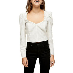 Topshop Ivory Satin Prarie Crop Top Size 2 NWT